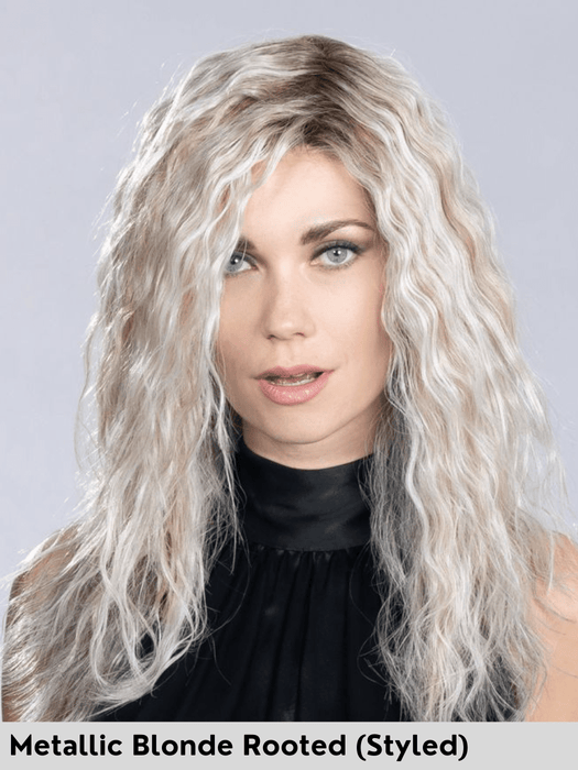 MUSIC COMFORT - 100% fatta a mano, riga sinistra, attaccatura naturale, doppio monofilamento - Wig Love - Parrucca SinteticaChampagne Rooted