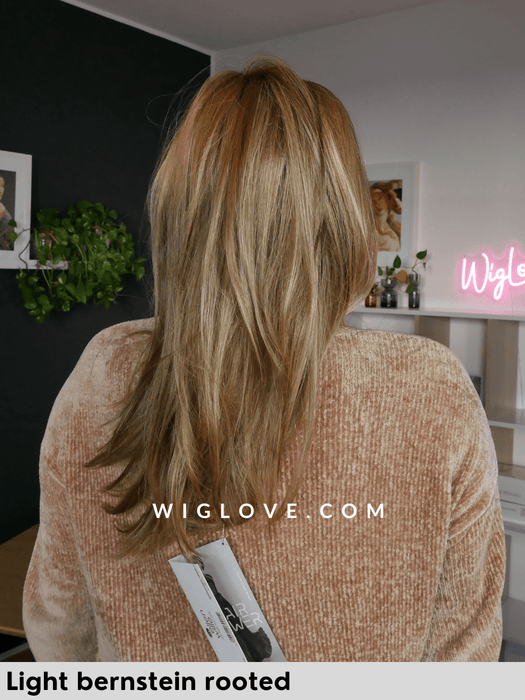 music comfort ellen wille 100% fatta a mano riga sinistra doppio monofilamento lacefront attaccatura naturale parrucca lunga scalata fibra intetica termoresistente