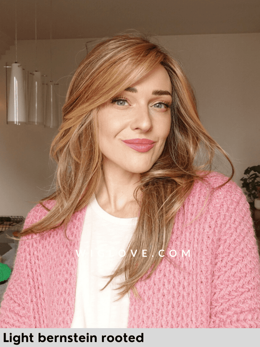 music comfort ellen wille 100% fatta a mano riga sinistra doppio monofilamento lacefront attaccatura naturale parrucca lunga scalata fibra intetica termoresistente