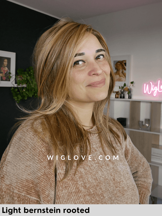 music comfort ellen wille 100% fatta a mano riga sinistra doppio monofilamento lacefront attaccatura naturale parrucca lunga scalata fibra intetica termoresistente