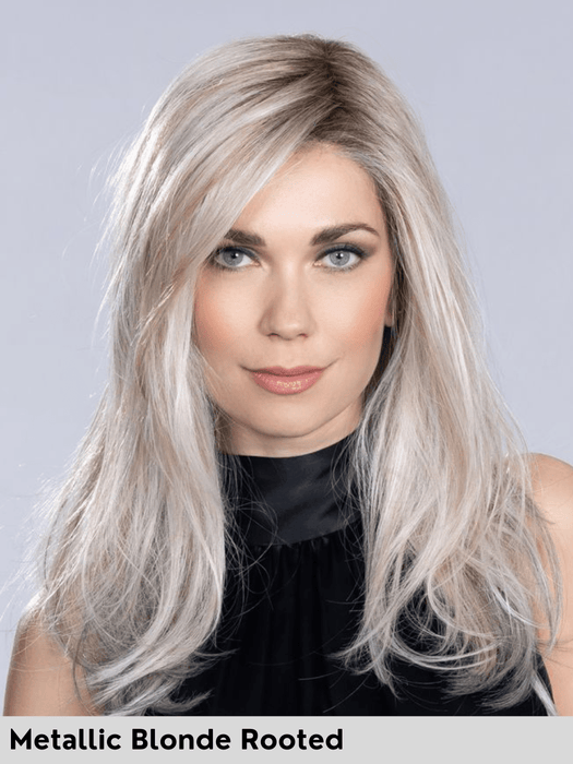 MUSIC COMFORT - 100% fatta a mano, riga sinistra, attaccatura naturale, doppio monofilamento - Wig Love - Parrucca SinteticaMetallic Blonde Rooted