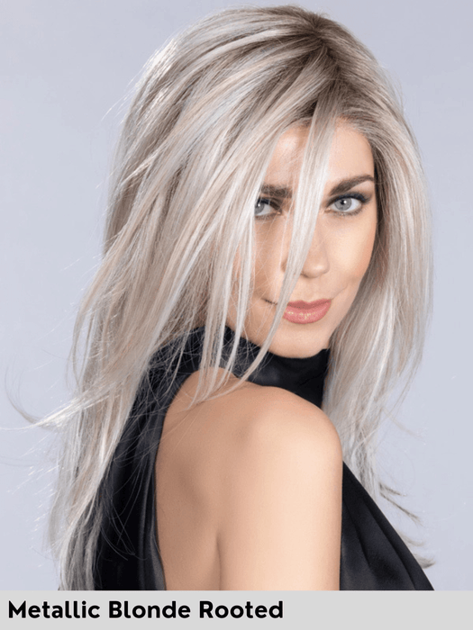 MUSIC COMFORT - 100% fatta a mano, riga sinistra, attaccatura naturale, doppio monofilamento - Wig Love - Parrucca SinteticaMetallic Blonde Rooted