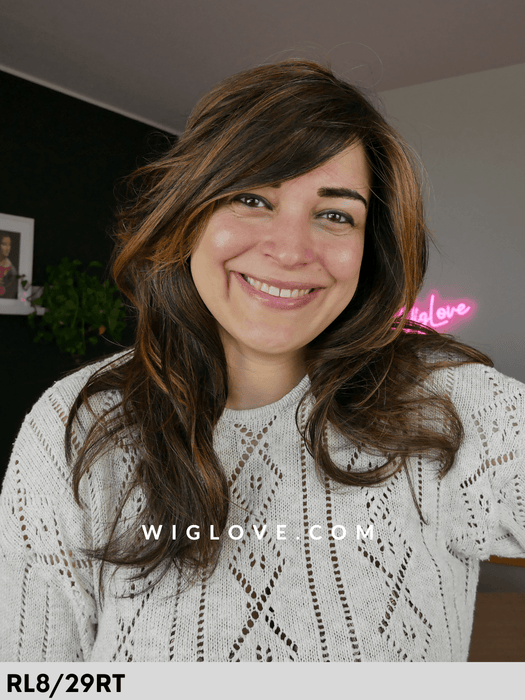 nature deluxe long gisela mayer parrucca fatta a mano con lacefront e riga libera retro chiuso taglia M sintetica termoresistente piastrabile parrucca per chemioterapia o alopecia dispositivo medico ce