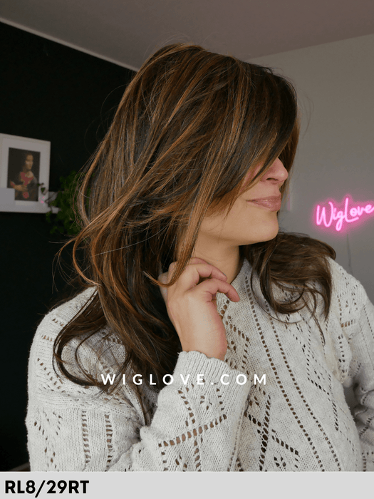 nature deluxe long gisela mayer parrucca fatta a mano con lacefront e riga libera retro chiuso taglia M sintetica termoresistente piastrabile parrucca per chemioterapia o alopecia dispositivo medico ce