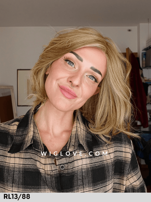 nature glam mono lace  gisela mayer parrucca caschetto  mossa in fibra sintetica termoresistente lacefront riga libera retro aperto