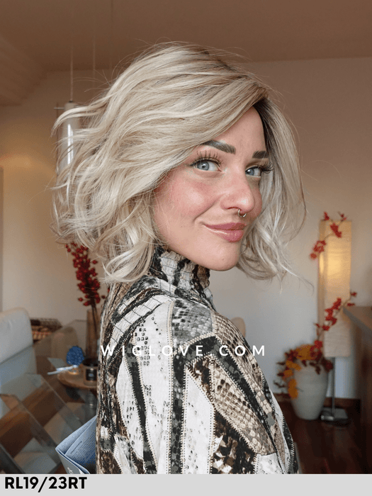 nature glam mono lace  gisela mayer parrucca caschetto  mossa in fibra sintetica termoresistente lacefront riga libera retro aperto