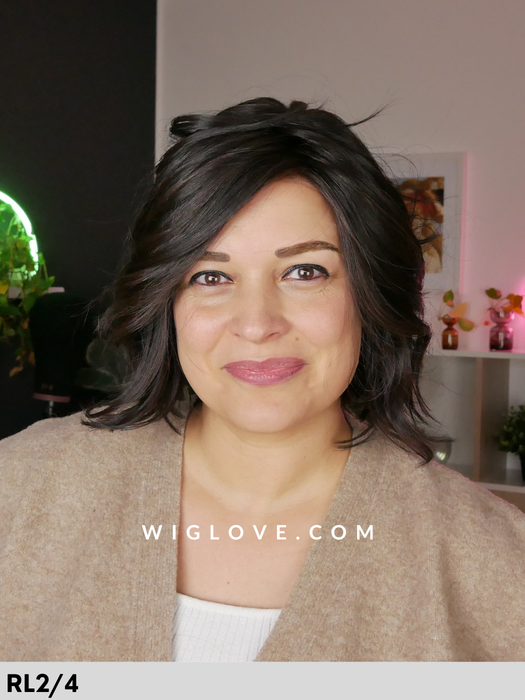 nature glam mono lace  gisela mayer parrucca caschetto  mossa in fibra sintetica termoresistente lacefront riga libera retro aperto