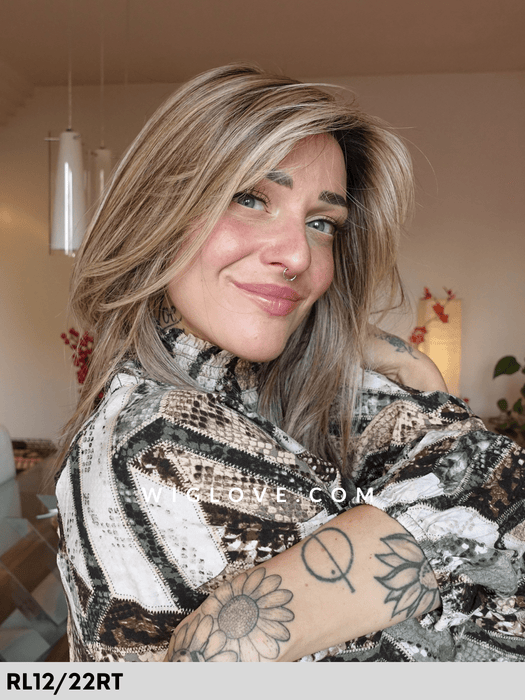 nature run mono lace  gisela mayer parrucca lunga liscia con frangetta in fibra sintetica termoresistente lacefront riga libera retro aperto