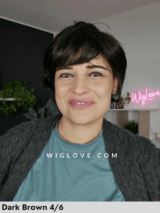 nina mono lace gisel amayer parrucca corta in fibra sintetica tradizionale riccia mossa 100% fatta a mano attaccatura naturale riga libera 