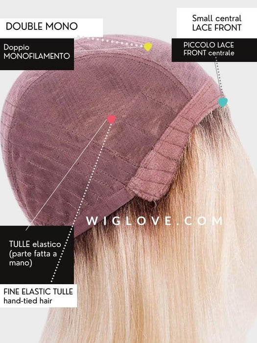 NOBLESSE SOFT - piccolo lace front, riga centrale, doppio monofilamento - Wig Love - Parrucca SinteticaBahama Beige Shaded