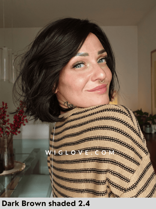 nola mono part ellen wille parrucca alle spalle leggermente mossa lacefront riga sinistra retro aperto e fatto a macchina  fibra sintetica tradizionale