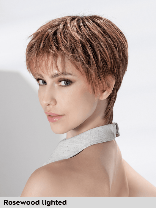 NOVEL DELUXE - 100% fatta a mano, attaccatura naturale, riga libera - Wig Love - Parrucca SinteticaRosewood Lighted