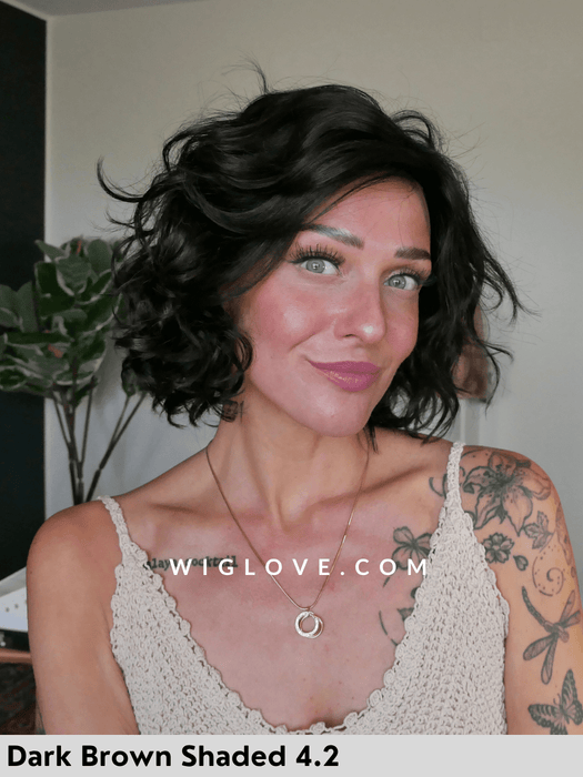 onda mono part ellen wille parrucca mossa alle spalle riccia parrucca sintetica tradizionale riga sinistra monofilamento laterale lacefront attaccatura naturale