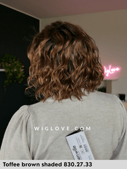 onda mono part ellen wille parrucca mossa alle spalle riccia parrucca sintetica tradizionale riga sinistra monofilamento laterale lacefront attaccatura naturale