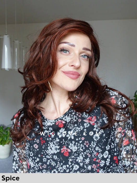 orchid estetica designs parrucca sintetica mossa onde boccoli lacefront attaccatura naturale riga sinistra monofilamento a lato retro aperto golden ginger