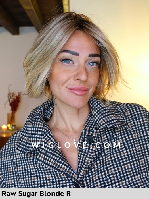 oslo belle tress parrucca sintetica piastrabile bob al mento mosso lace frot e ria centrale taglia M 