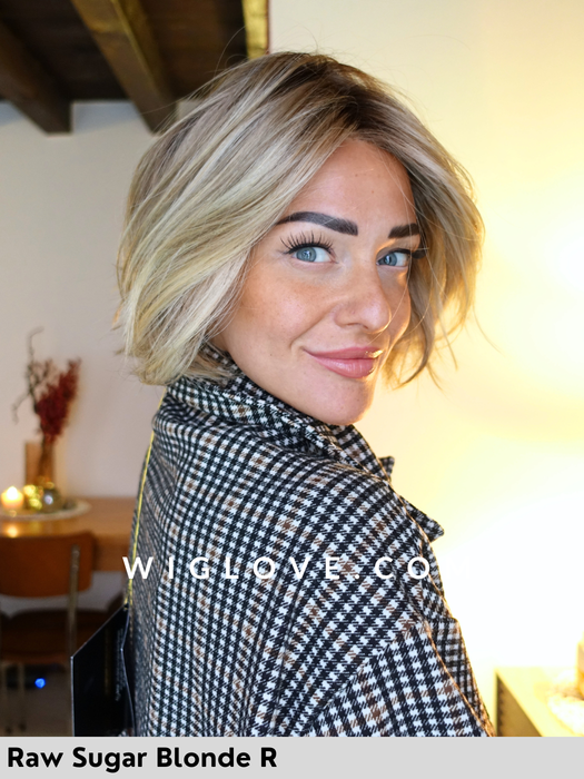 oslo belle tress parrucca sintetica piastrabile bob al mento mosso lace frot e ria centrale taglia M 