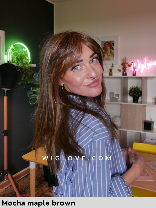 paris belle tress pronta consegna parrucca lunga liscia con frangetta lacefront riga centrale fibra sintetica termoresistente 