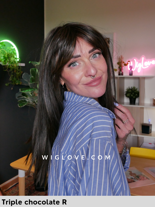 paris belle tress pronta consegna parrucca lunga liscia con frangetta lacefront riga centrale fibra sintetica termoresistente 