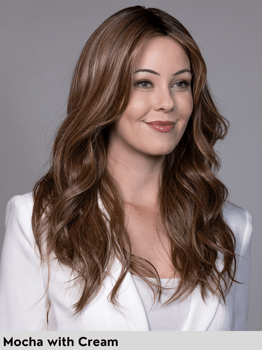 PEERLESS 55cm - riga centrale, attaccatura naturale - Wig Love - Parrucca SinteticaMocha with Cream