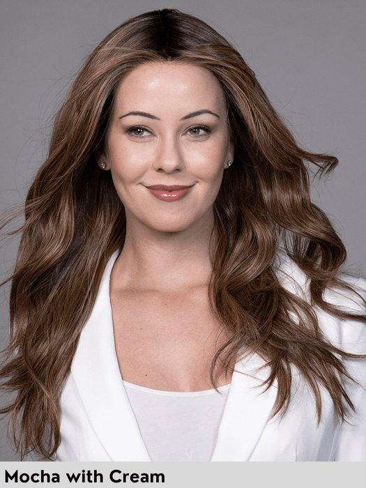 PEERLESS 55cm - riga centrale, attaccatura naturale - Wig Love - Parrucca SinteticaMocha with Cream