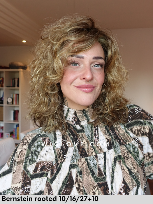 pepa lace  gisela mayer parrucca alle spalle riccia con frangetta in fibra sintetica tradizionale lacefront fatta a macchina