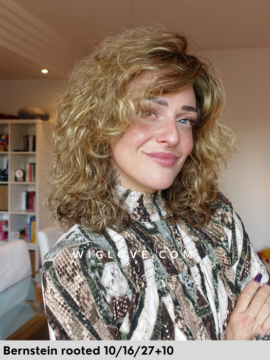 pepa lace  gisela mayer parrucca alle spalle riccia con frangetta in fibra sintetica tradizionale lacefront fatta a macchina