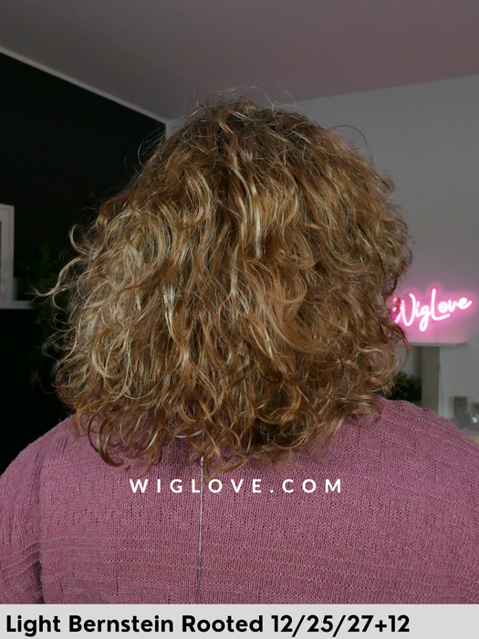 pepa lace  gisela mayer parrucca alle spalle riccia con frangetta in fibra sintetica tradizionale lacefront fatta a macchina