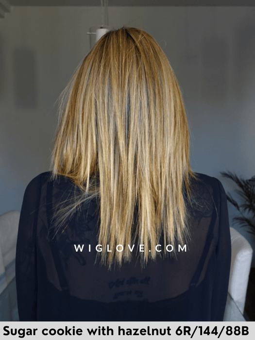 peppermint hand tied parrucca sintetica termoresistente piega liscia piastrabile belle tress 100% fatta a mano lacefront attaccatura naturale riga libera monofilamento retro chiuso poliuretano sugar cookie with hazelnut 6R/144/88B