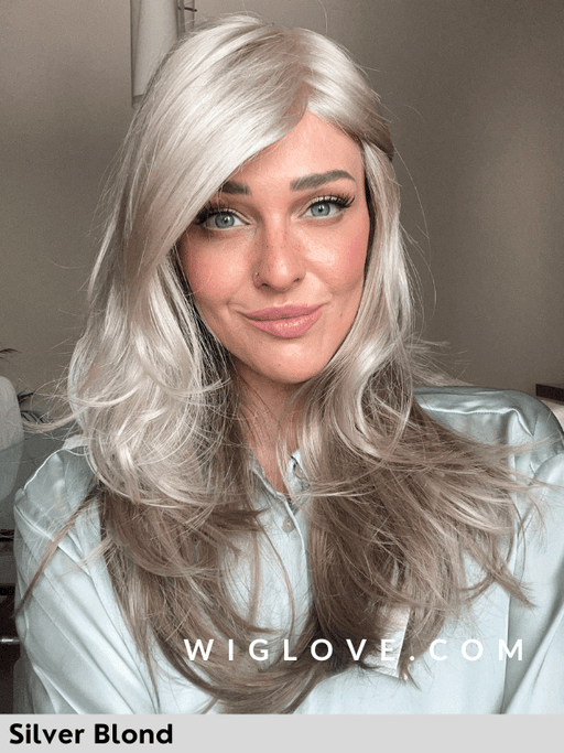 POWER LACE - attaccatura naturale, riga sinistra - Wig Love - Parrucca SinteticaSilver Blond