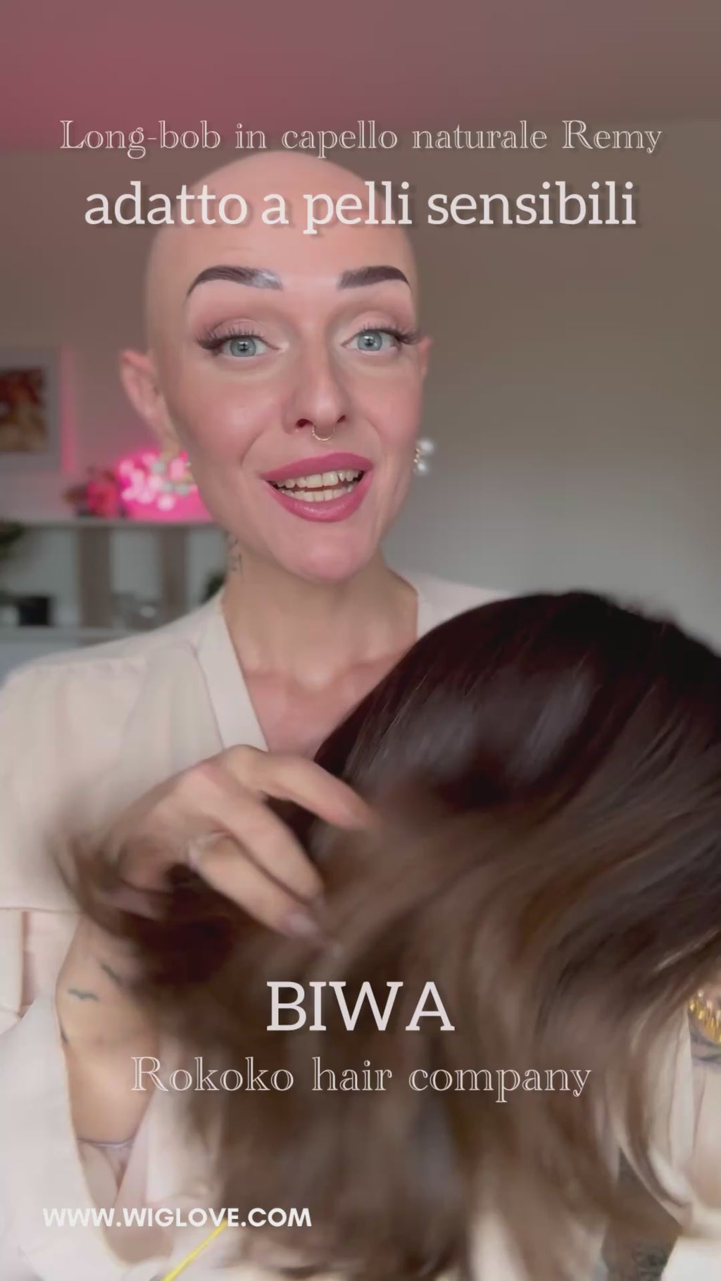 Biwa Rokoko parrucca capelli naturali balayage, caschetto donna chemioterapia alopecia dispositivo medico detraibile