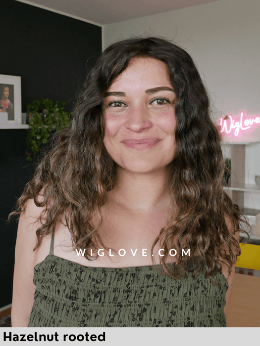 HH REMY SUPER CURL - Capelli Naturali Remy - attaccatura naturale, doppio monofilamento, retro chiuso - Wig Love - Parrucca Capelli VeriHazelnut rooted HH