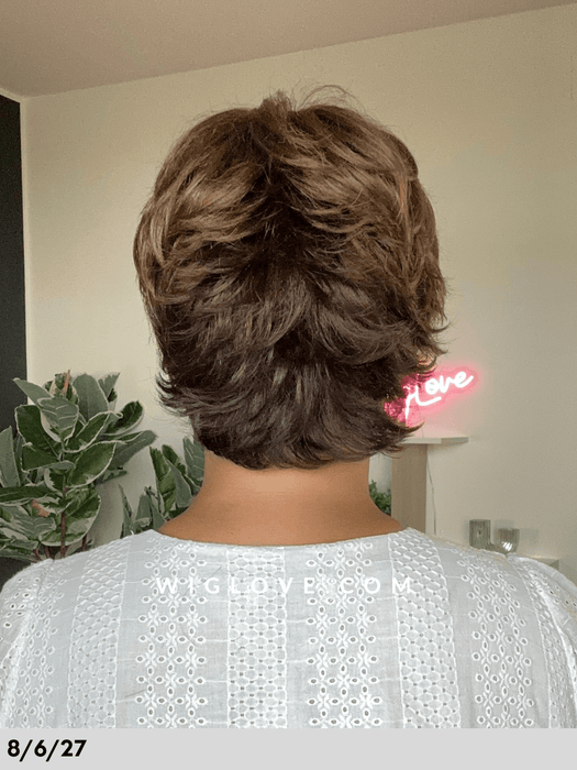 riva mono lace gisela mayer parrucca corta e scalata capello sintetico riga libera dispositivo medico lacefront