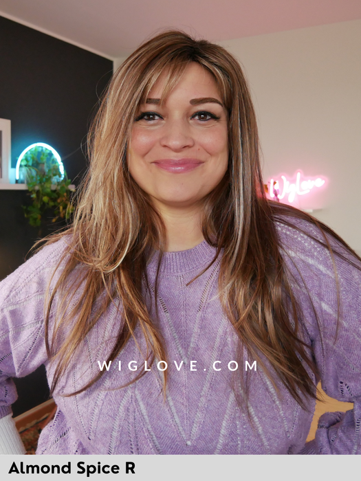 robin noriko parrucca lunga liscia e scalata in fibra sintetica tradizionale 100% fatta a macchina