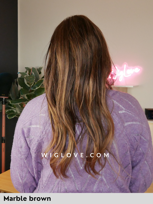 robin noriko parrucca lunga liscia e scalata in fibra sintetica tradizionale 100% fatta a macchina