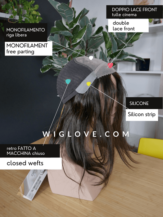 VILI - Parrucca capelli Naturali Remy - doppio lace front, doppio monofilamento - Wig Love - Parrucca Capelli Veri2/4+6/8H