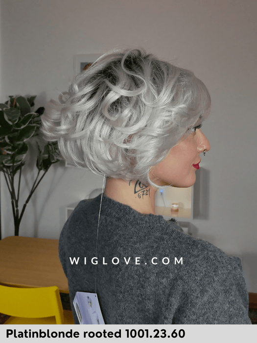 ROMANCE DELUXE - 100% fatta a mano, attaccatura naturale, riga libera - Wig Love - Parrucca SinteticaMetallic Grey Rooted