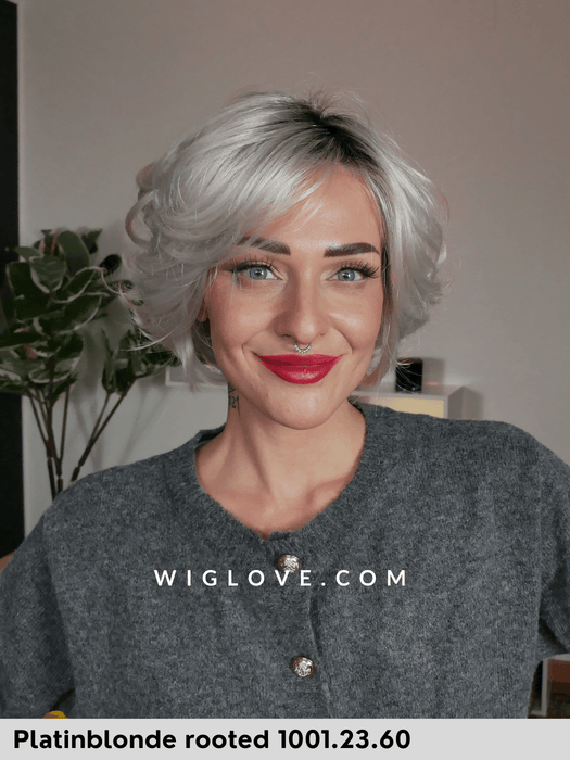 ROMANCE DELUXE - 100% fatta a mano, attaccatura naturale, riga libera - Wig Love - Parrucca SinteticaMetallic Grey Rooted