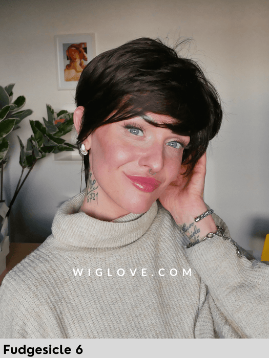 ruby jon renau parrucca sintetica tradizionale lacefront fatta a macchina taglio corto speettinato pixie volume taglia M 