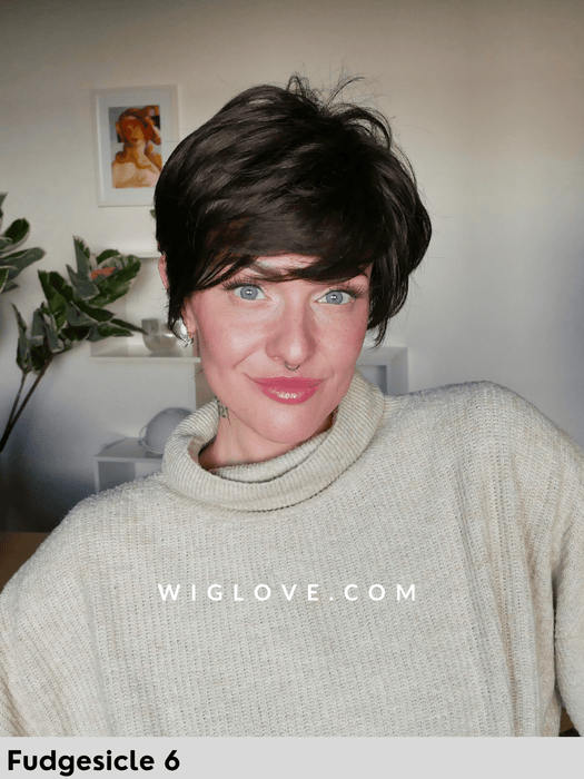 ruby jon renau parrucca sintetica tradizionale lacefront fatta a macchina taglio corto speettinato pixie volume taglia M 