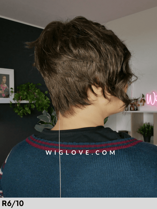 ryan estetica designs parrucca sintetica tradizionale corta e scalata ciuffo laterale piega mossa in R6/10