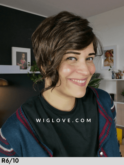 ryan estetica designs parrucca sintetica tradizionale corta e scalata ciuffo laterale piega mossa in R6/10