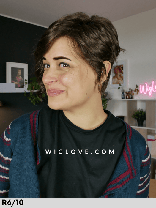ryan estetica designs parrucca sintetica tradizionale corta e scalata ciuffo laterale piega mossa in R6/10
