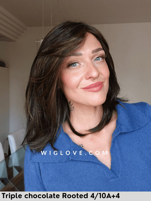 santa barbara belle tress parrucca media e scalata fibra sintetica termoresistente lacefront riga sinistra city collection piega liscia parrucca piastrabile volume basso