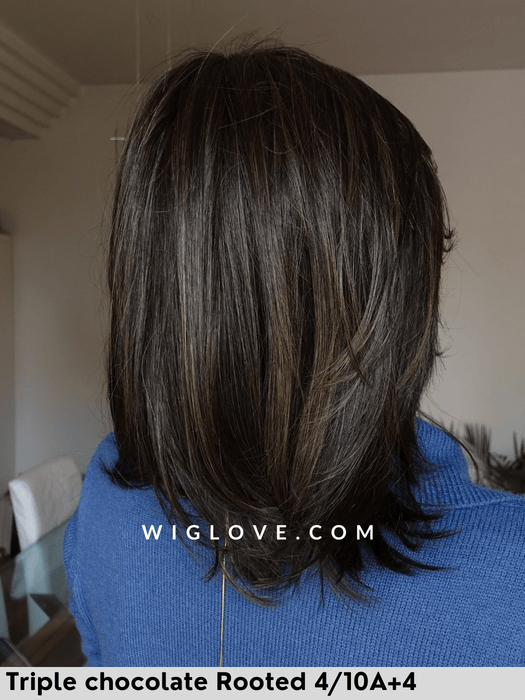 santa barbara belle tress parrucca media e scalata fibra sintetica termoresistente lacefront riga sinistra city collection piega liscia parrucca piastrabile volume basso