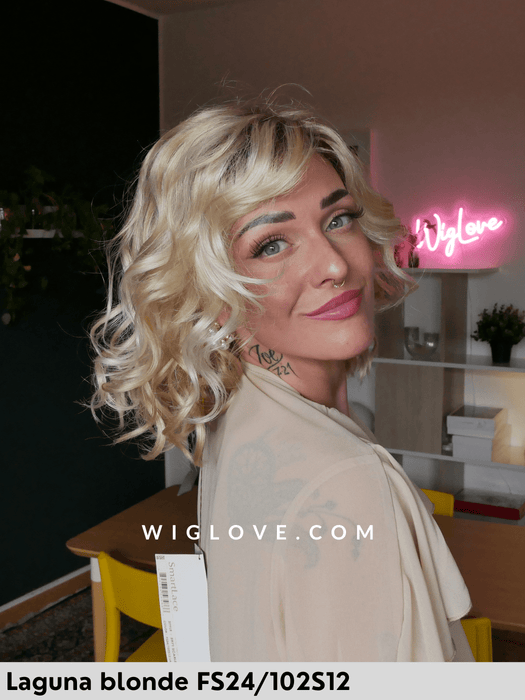 scarlett jon renaulaguna blonde parrucca mossa alle spalle lacefront fatta a macchina disponibile 2 taglie S e M fibra sintetica tradizionale