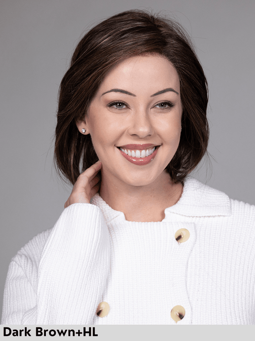 SEOUL - riga sinistra, attaccatura naturale - Wig Love - Parrucca SinteticaDark Brown + Highlights