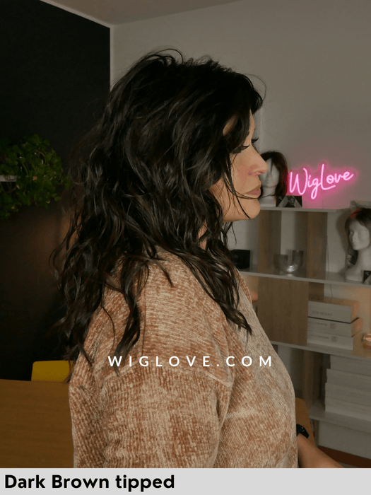 SERENA - attaccatura naturale, monofilamento al vortice I Pronta Consegna 24/48 ore - Wig Love - Parrucca SinteticaDark Brown Tipped