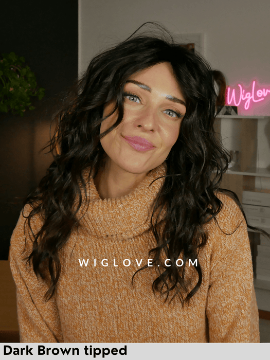 serena ellen wille parrucca termoresistente lunga e mossa, lacefront attaccatura naturale monofilamento al vortice 