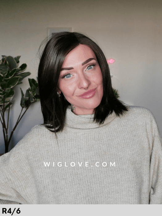 shai parrucca sintetica liscia alle spalle scalata con attaccatura naturale e riga sinistra lacefront monofilamento riga sinistra swiss lace+ collection